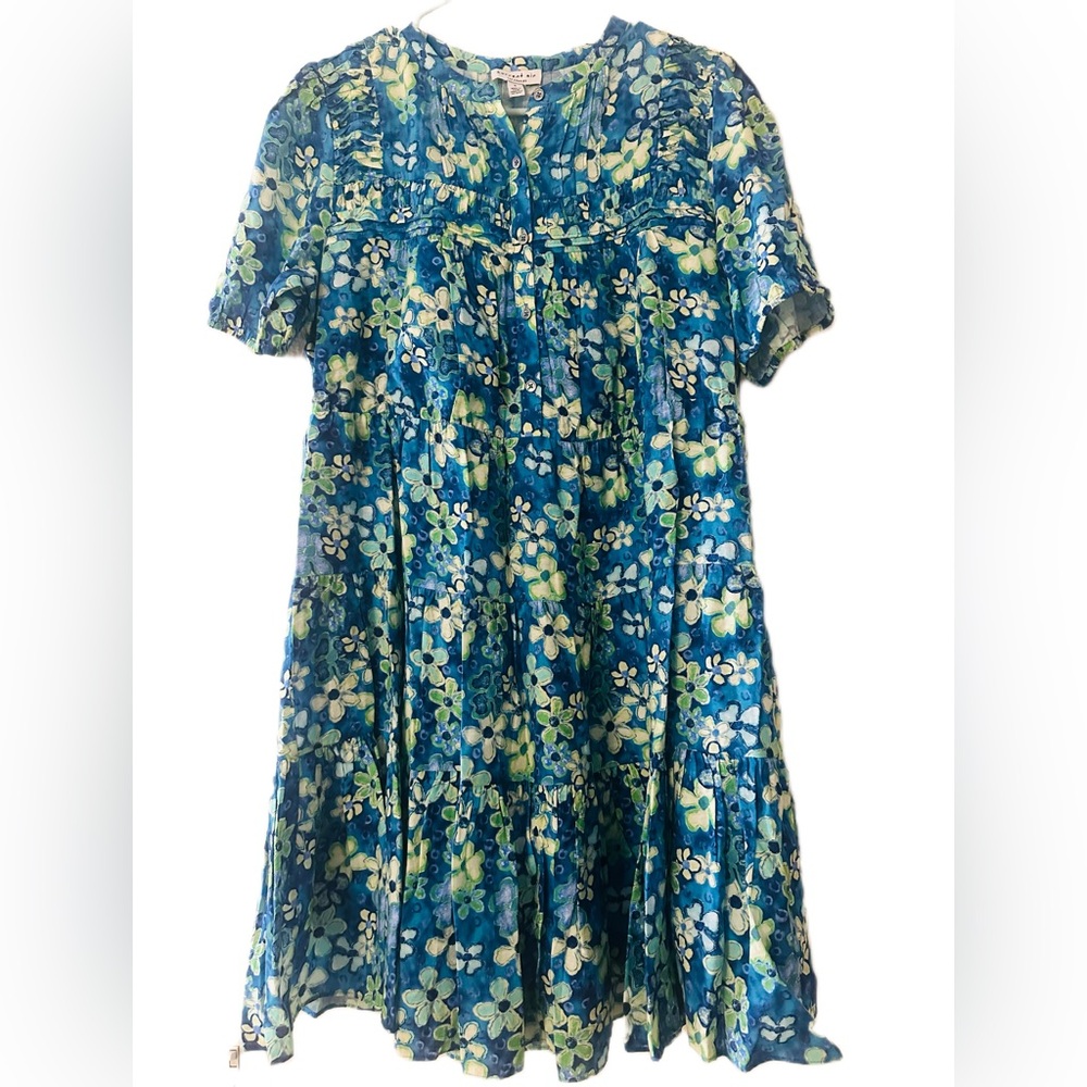 Current Air Vibrant Blue and Green Floral Dress